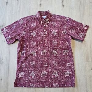 Reyn Spooner Red 3/4 Button Hawaiian Shirt Men's Size S
